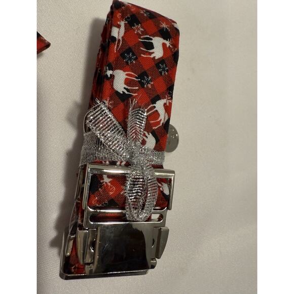 Adjustable Multicolor Dog Leash With Bow for Small-Med Dogs Red Plaid Reindeers - Picture 5 of 9